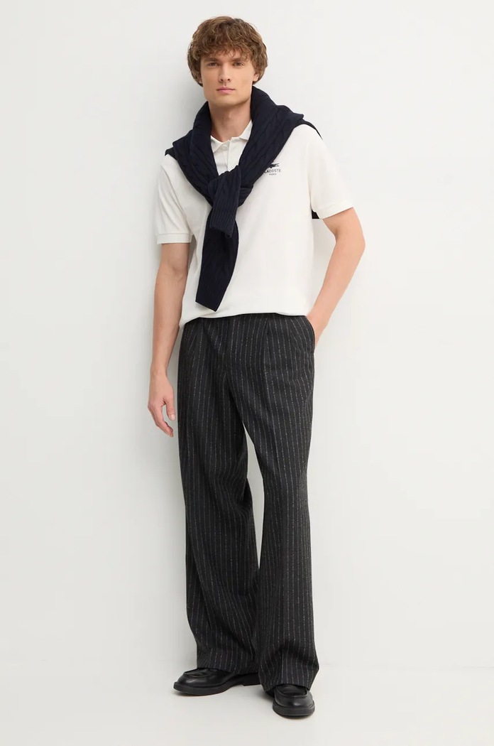 Βαμβακερό μπλουζάκι πόλο Lacoste PH2723 μπεζ AW25