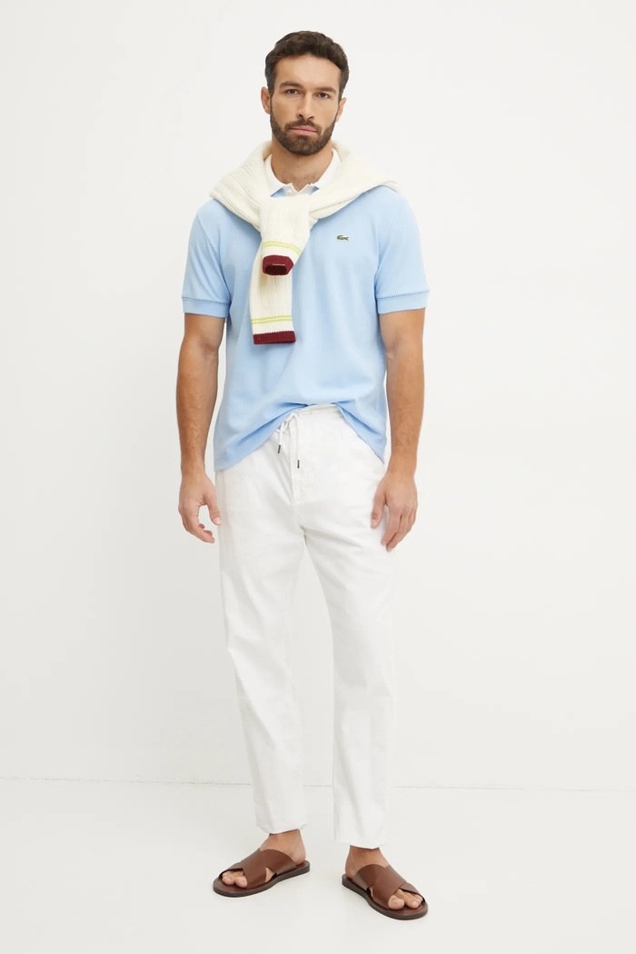 Lacoste polo de bumbac PH3760 albastru AW24