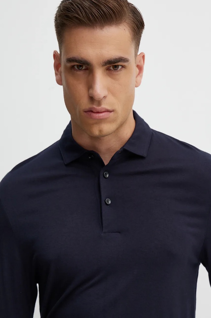 BOSS longsleeve z domieszką wełny granatowy 50524320