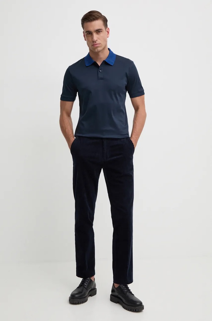 Bavlněné polo tričko BOSS 50521127 námořnická modř AW24