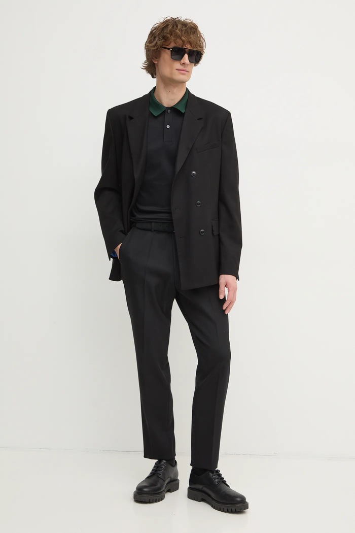 Bavlněné polo tričko BOSS 50521127 černá AW24