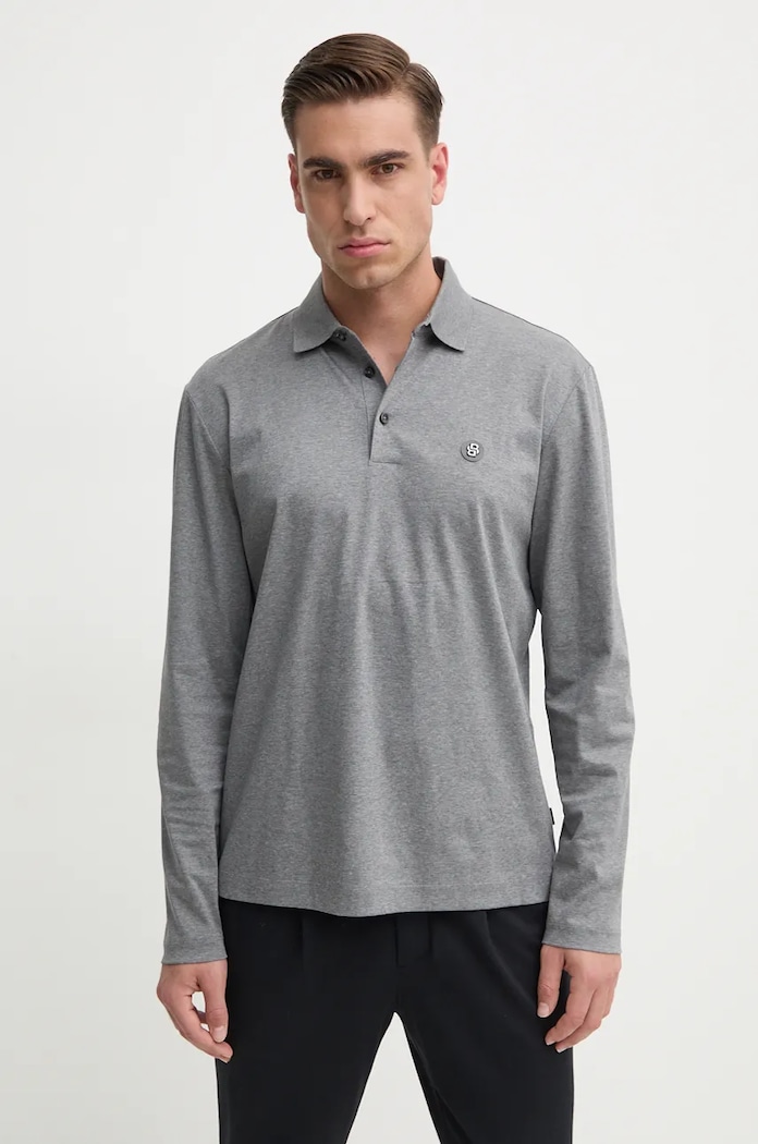 BOSS longsleeve bawełniany C-Paley 01 regular szary 50523917