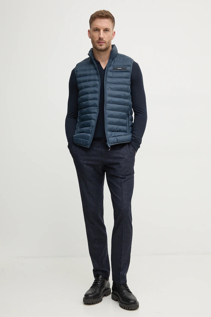 Sisley sweter wełniany 11BAS300J granatowy AW24