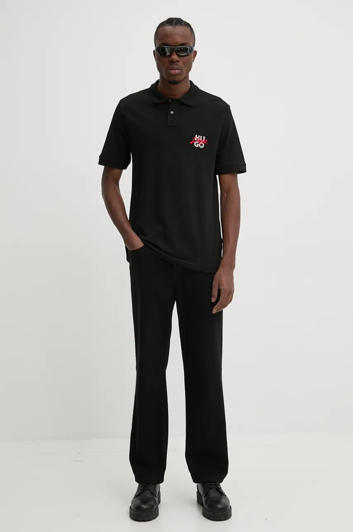 HUGO polo de bumbac 50533657 negru AW24