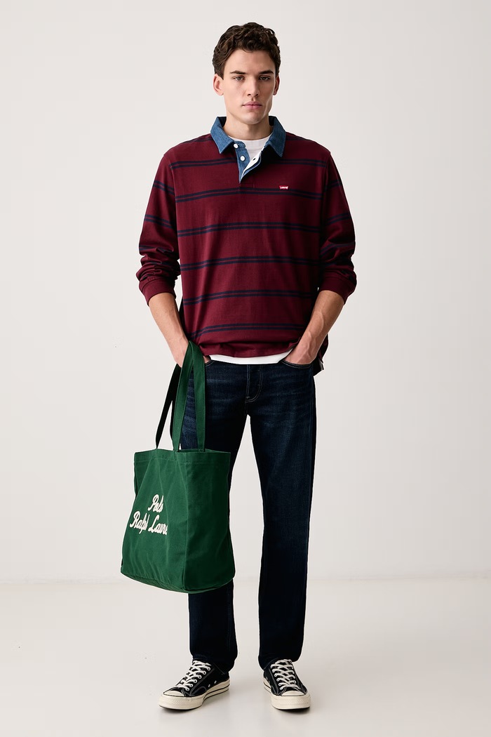 Levi's Majica z dolgimi rokavi moška bombažna CLASSIC LS RUGBY A3120 bordo AW24