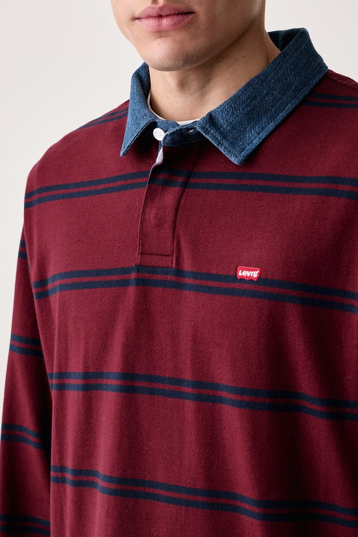 Majica z dolgimi rokavi moška bombažna CLASSIC LS RUGBY Levi's A3120 bordo