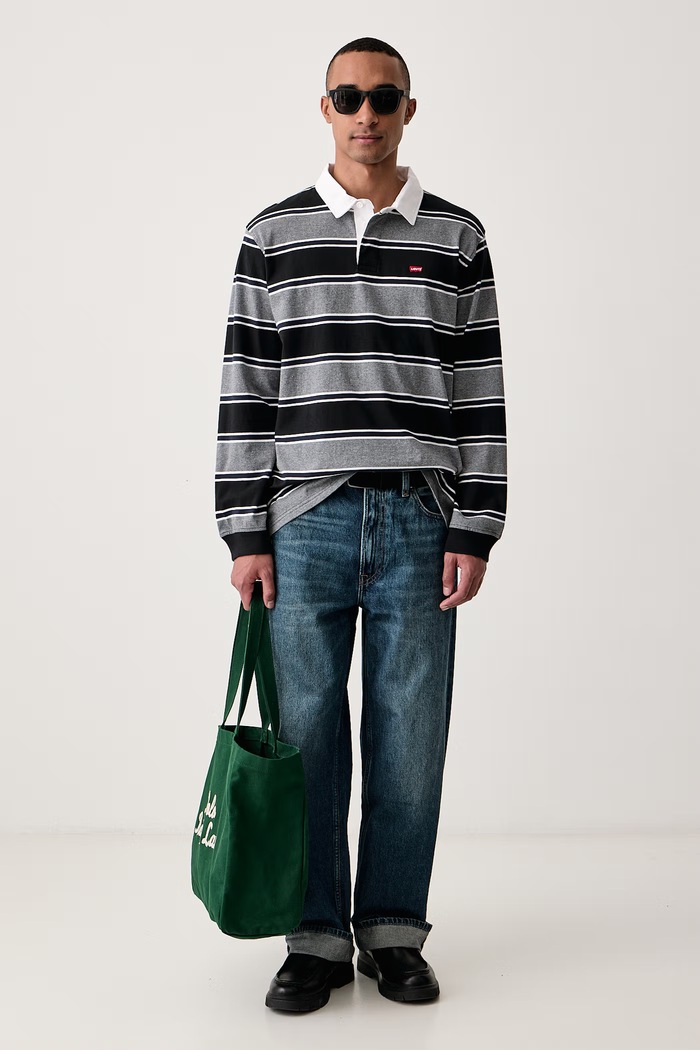Levi's Longsleeve męski bawełniany CLASSIC LS RUGBY A3120 szary AW24