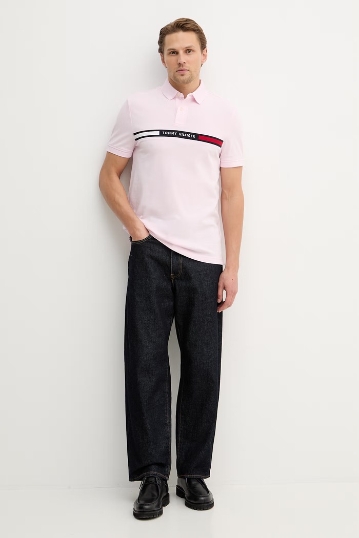 Polo tričko Tommy Hilfiger MW0MW38130 růžová SS26