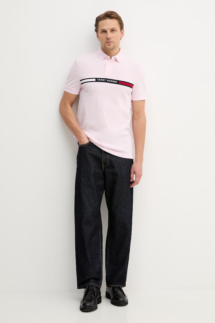 Polo tričko Tommy Hilfiger MW0MW38130 růžová SS26