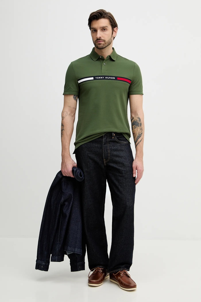 Polo tričko Tommy Hilfiger MW0MW38130 zelená SS26