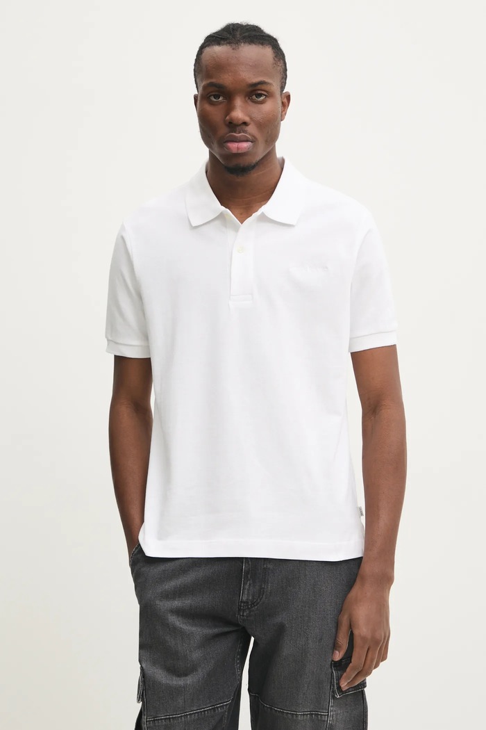 Bavlnené polo tričko Guess Jeans jednofarebný biela M4BP29.KCJV1