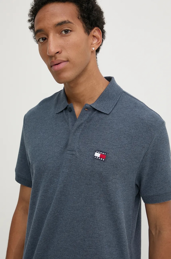 Bavlněné polo tričko Tommy Jeans modrá DM0DM19622