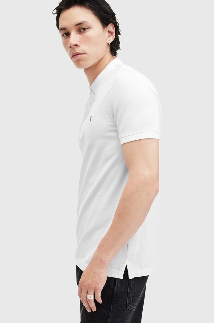 Îmbrăcăminte AllSaints polo bărbați din bumbac M075PB alb