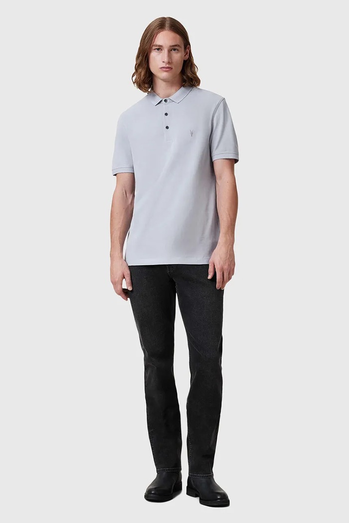 AllSaints polo tričko pánske bavlnené modrá M075PB