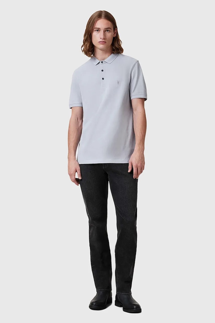 AllSaints polo tričko pánske bavlnené modrá M075PB