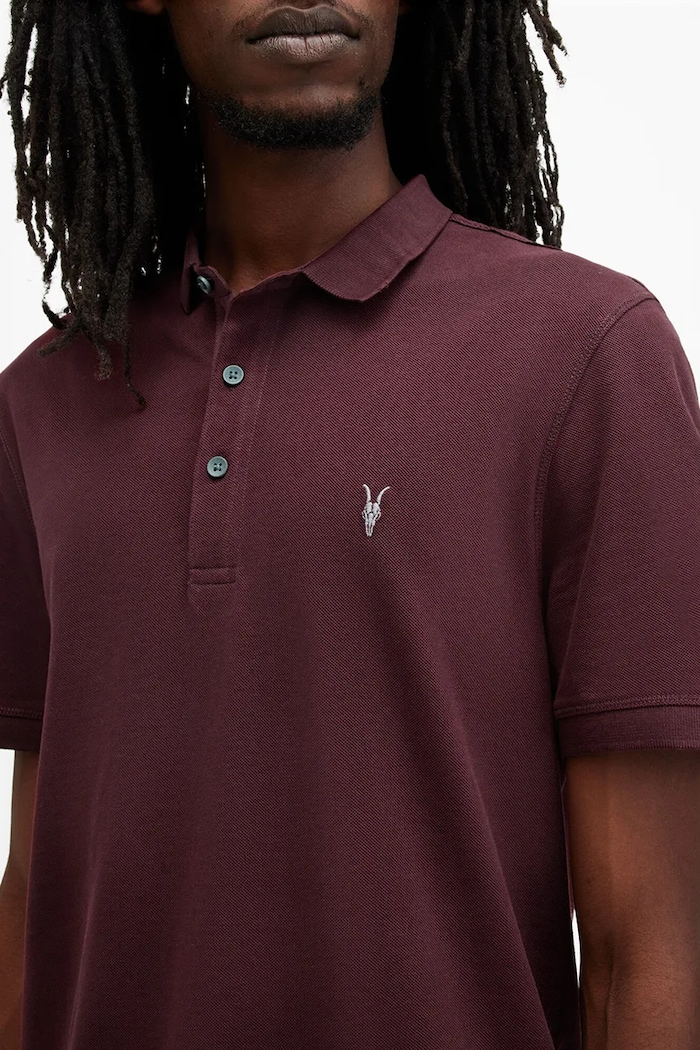 AllSaints Polo tričko pánske bavlnené M075PB červená AA00