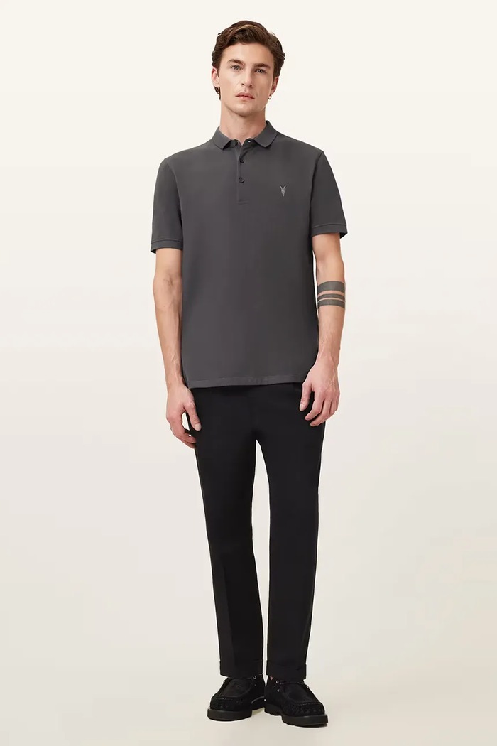 Oblečenie AllSaints Polo tričko pánske bavlnené M075PB sivá