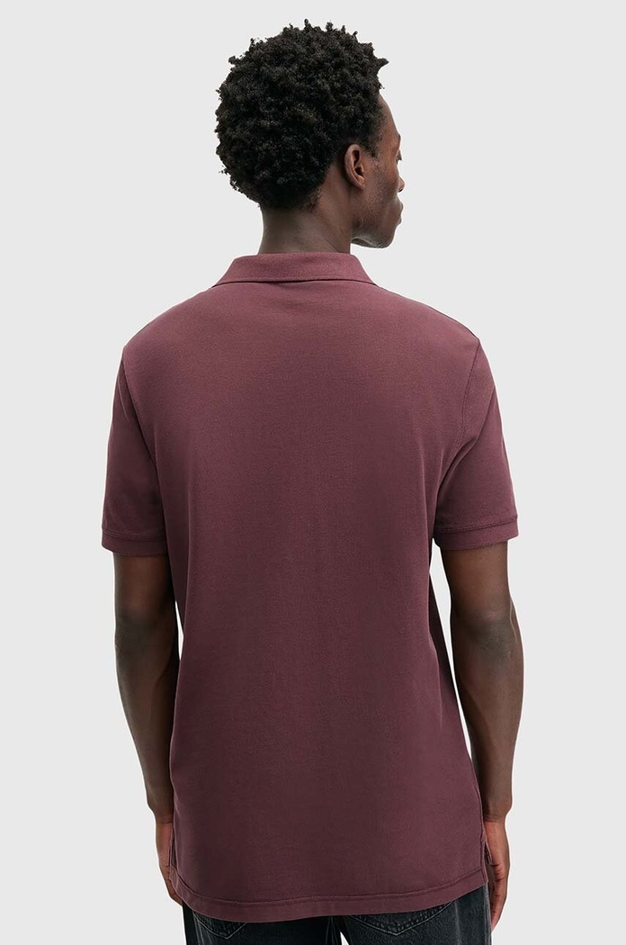 Дрехи AllSaints тениска с яка мъжка памучна M075PB бордо