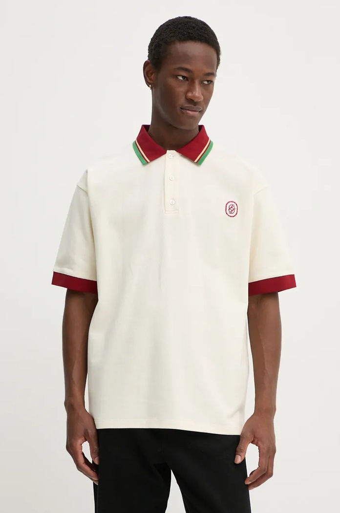 Бавовняне поло Drôle de Monsieur Le Polo D Miroir бавовна бежевий E.PL138.CO162.CM