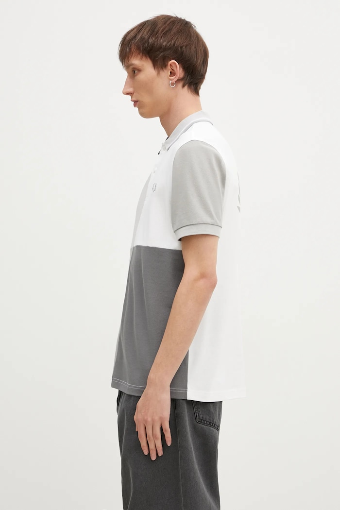 Fred Perry cotton polo shirt Beams Grid Design Shirt SM7187.100 gray AW24