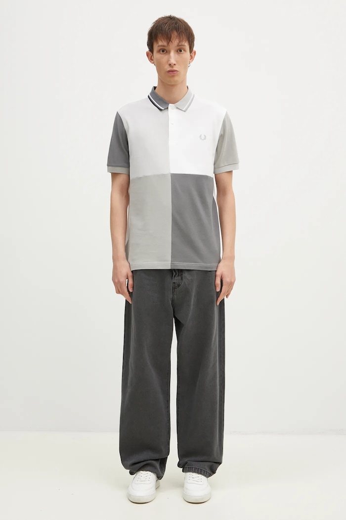 Fred Perry cotton polo shirt Beams Grid Design Shirt SM7187.100 gray