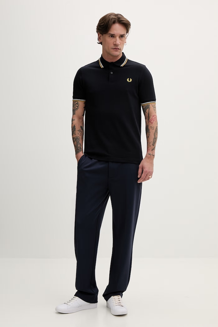Bombažen polo Fred Perry The Twin Tipped Shirt M3600.W53 mornarsko modra AA00
