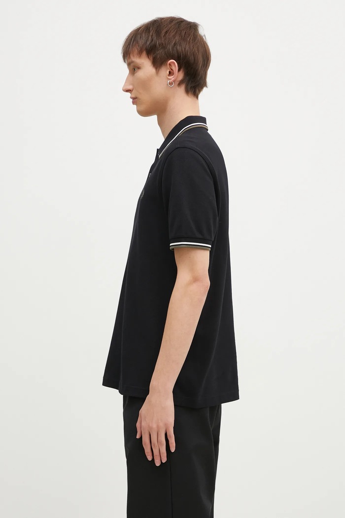 Fred Perry cotton polo shirt The Twin Tipped Shirt M3600.W54 black AW25