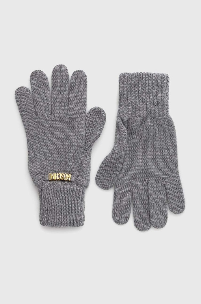 Vlnené rukavice Moschino vlna sivá M2973.65379