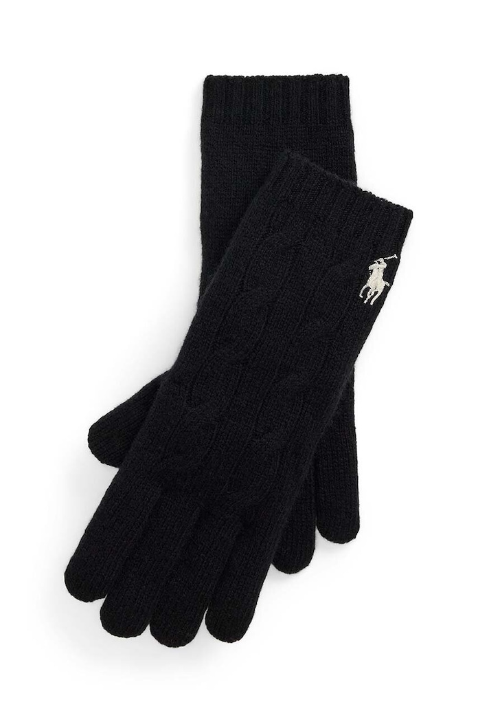 Vlnené rukavice Polo Ralph Lauren vlna čierna 455956295