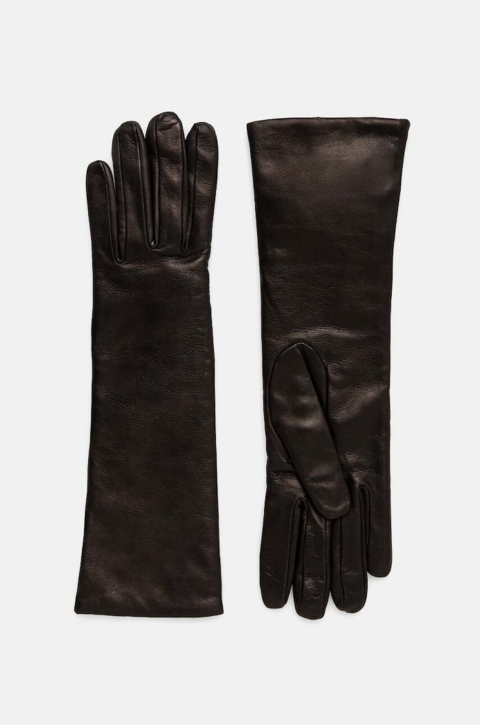 Weekend Max Mara bőr kesztyű sima fekete 2425566035600