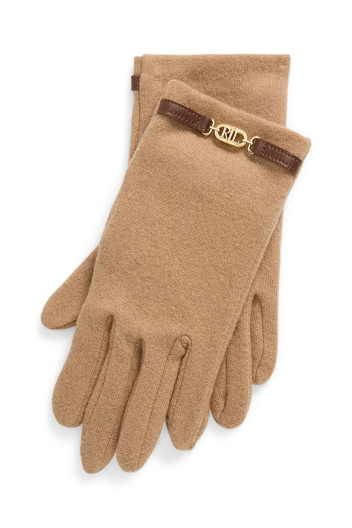 Vlnené rukavice Lauren Ralph Lauren vlna béžová 454960103