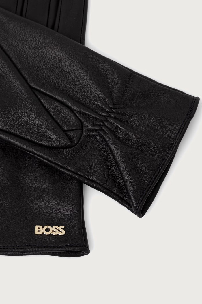 BOSS Rękawiczki damskie skórzane Gueen-ME 50526613 czarny AW25