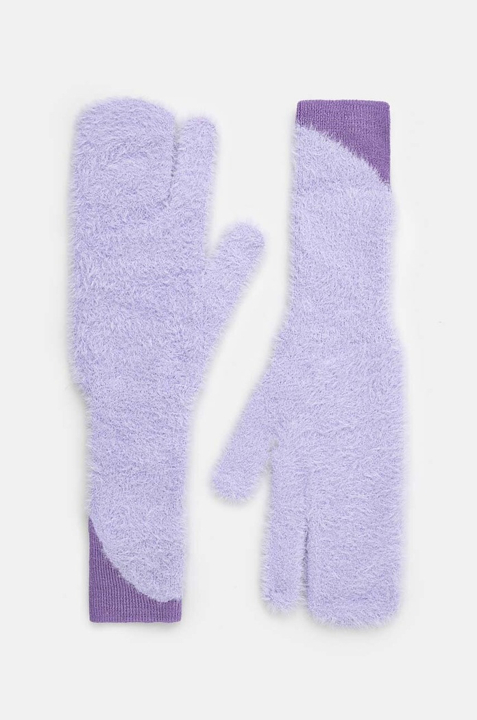 Rukavice z vlněné směsi MM6 Maison Margiela s příměsí vlny fialová S62TS0062.M13073