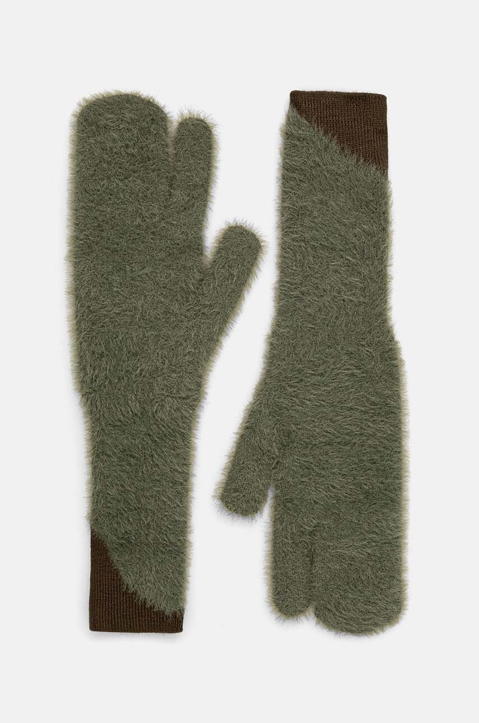 Rukavice s primjesom vune MM6 Maison Margiela s dodatkom vune zelena S62TS0062.M13073