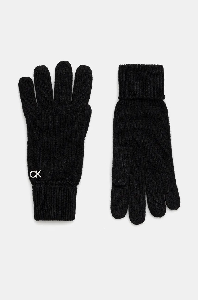 Vlnené rukavice Calvin Klein vlna čierna K60K612618