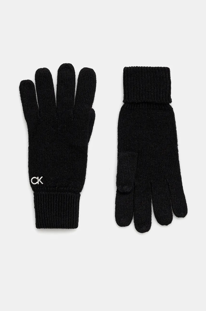 Vlnené rukavice Calvin Klein vlna čierna K60K612618