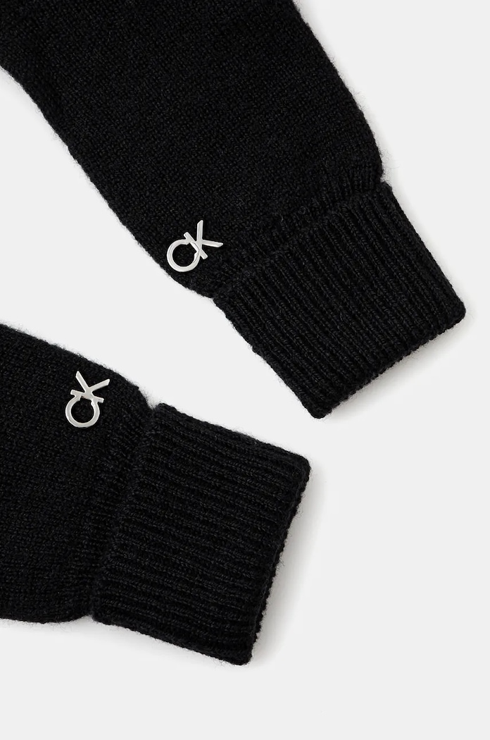 Vlnené rukavice Calvin Klein K60K612618 čierna AW24