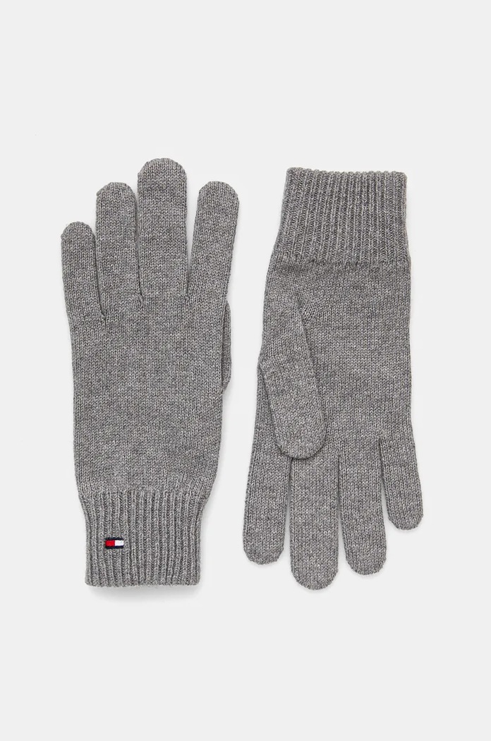 Rukavice s prímesou kašmíru Tommy Hilfiger s prímesou vlny sivá AW0AW16435