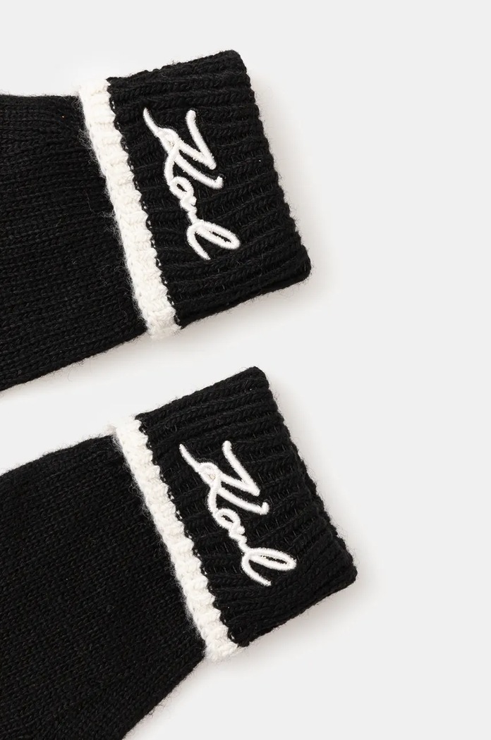 Rukavice s prímesou vlny Karl Lagerfeld 246W3601 čierna AW24