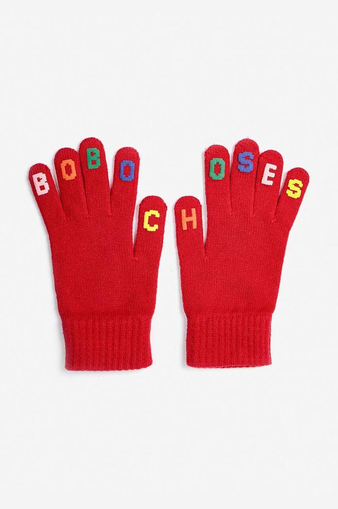 Детские хлопковые перчатки Bobo Choses аппликация красный 224AI041