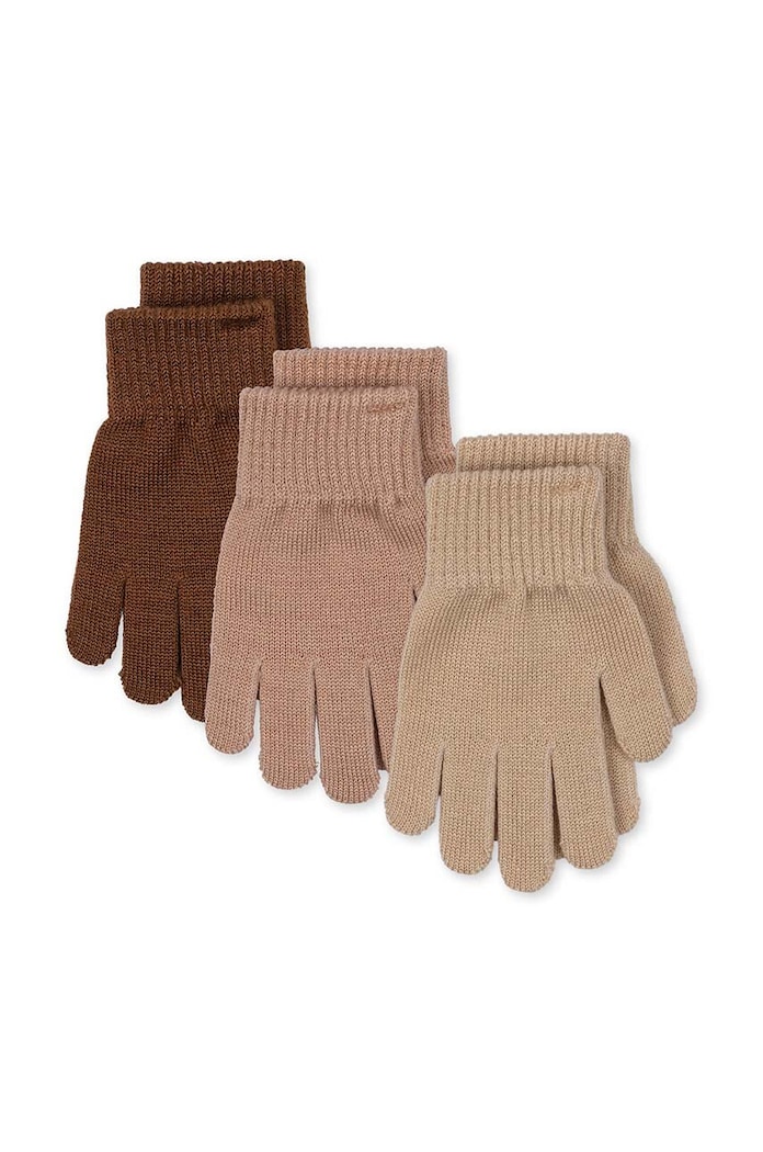 Konges Sløjd rękawiczki z domieszką wełny dziecięce FILLA GLOVES 3-pack z domieszką wełny beżowy KS101220