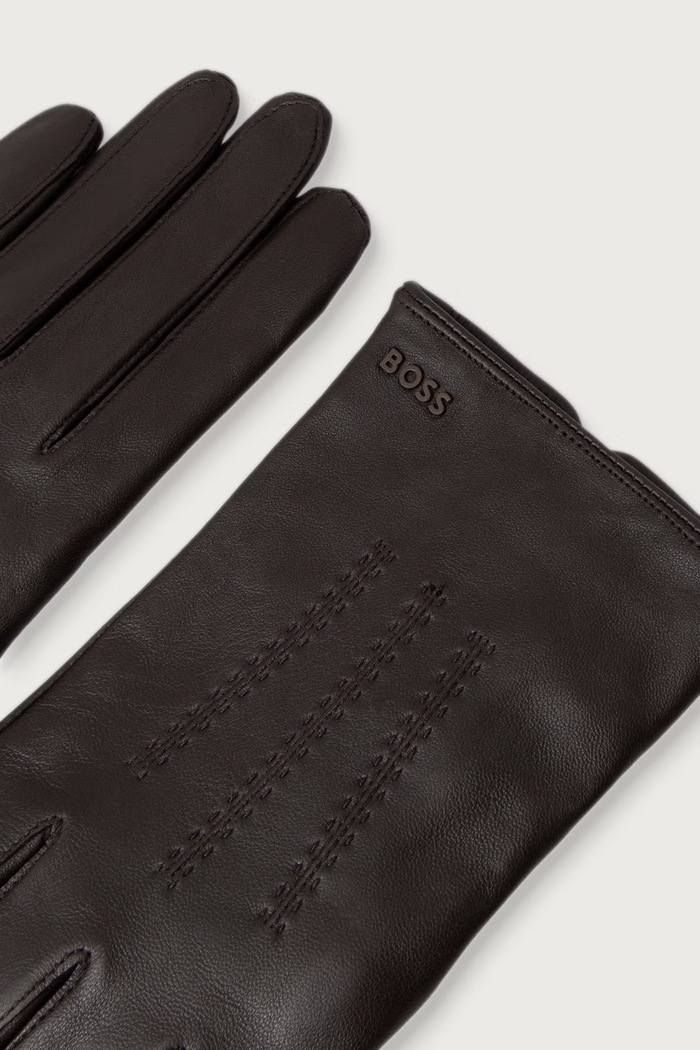 BOSS Mănuși pentru bărbați din piele Hainz-ME 50526681 maro AW25