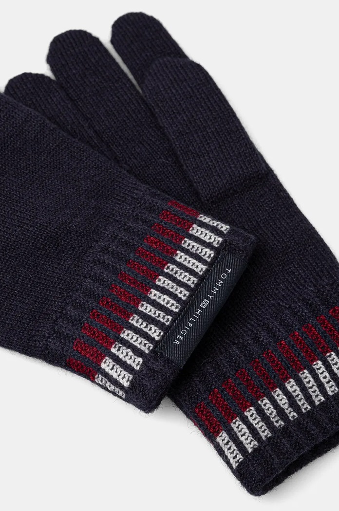 Vlněné rukavice Tommy Hilfiger AM0AM12827 námořnická modř AW24