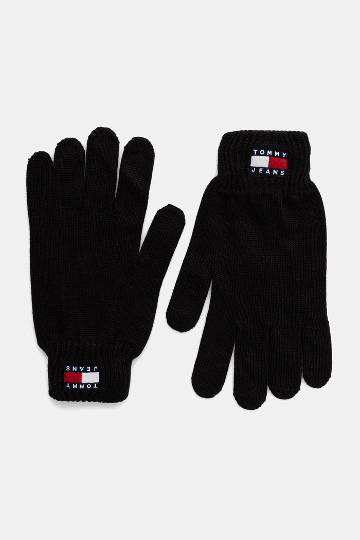 Pamučne rukavice Tommy Jeans bez uzorka crna AM0AM13333