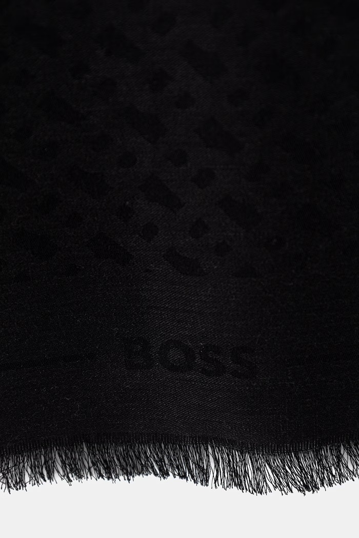 BOSS chusta damska z dodatkiem wełny Ledonia 50517733 czarny SS26