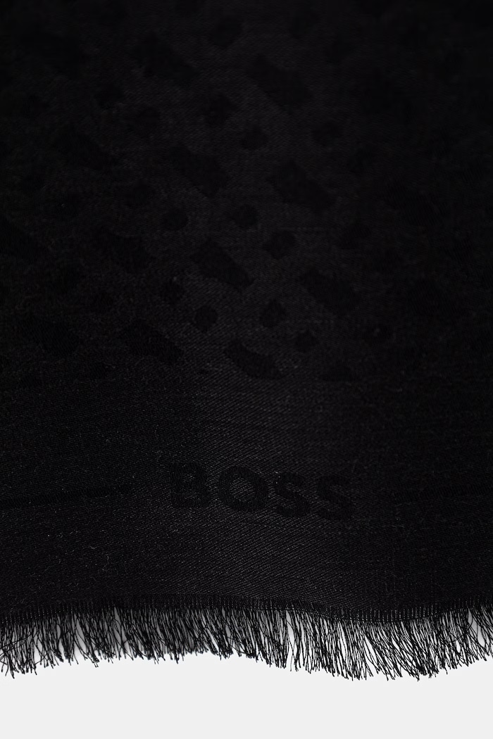 BOSS chusta damska z dodatkiem wełny Ledonia 50517733 czarny SS26