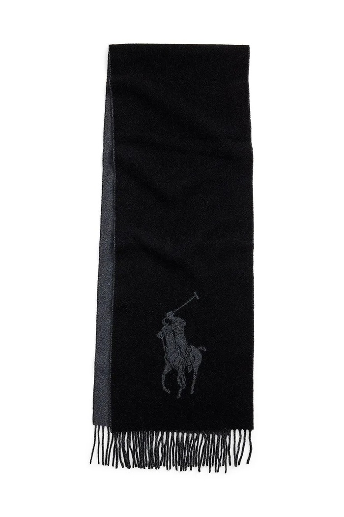 Μάλλινο κασκόλ Polo Ralph Lauren 455954331 μαύρο AW25