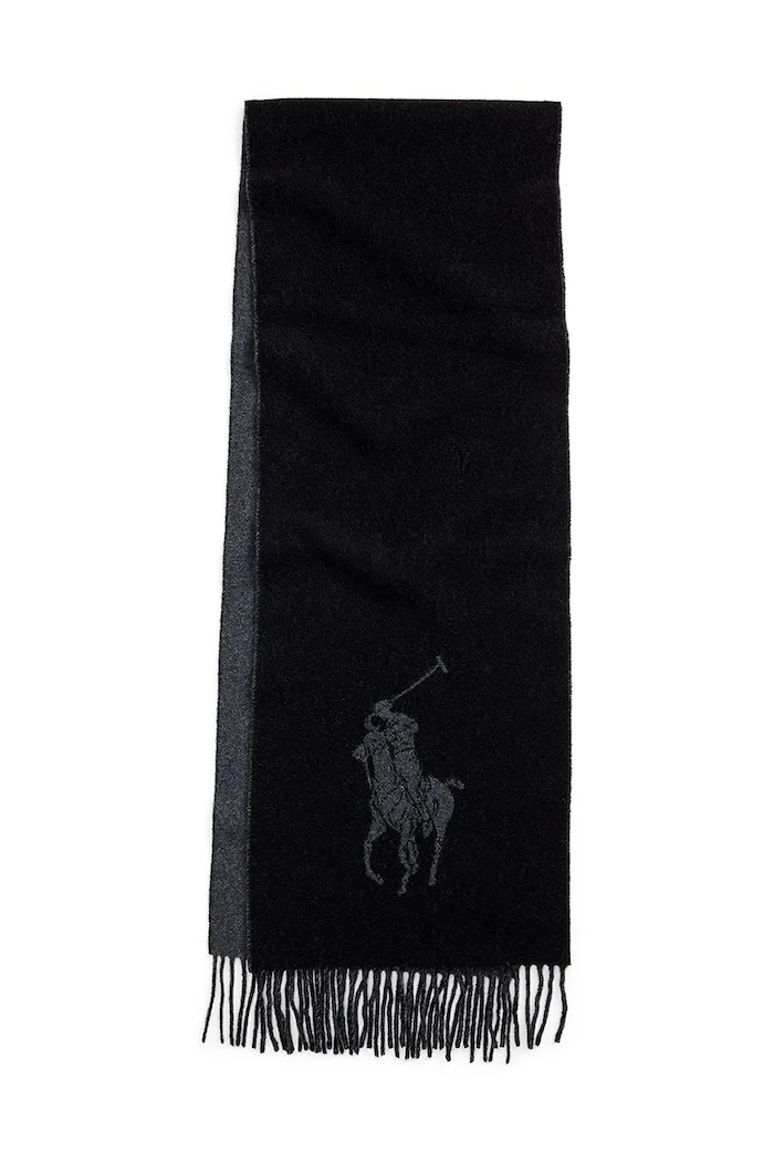 Μάλλινο κασκόλ Polo Ralph Lauren 455954331 μαύρο AW25