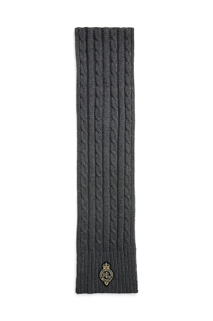 Šátek z vlněné směsi Lauren Ralph Lauren 454960071 šedá AW24