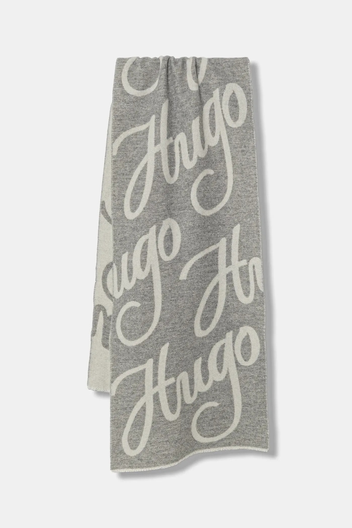 Вовняний шарф HUGO Byanca_40*180 вовна сірий 50524789